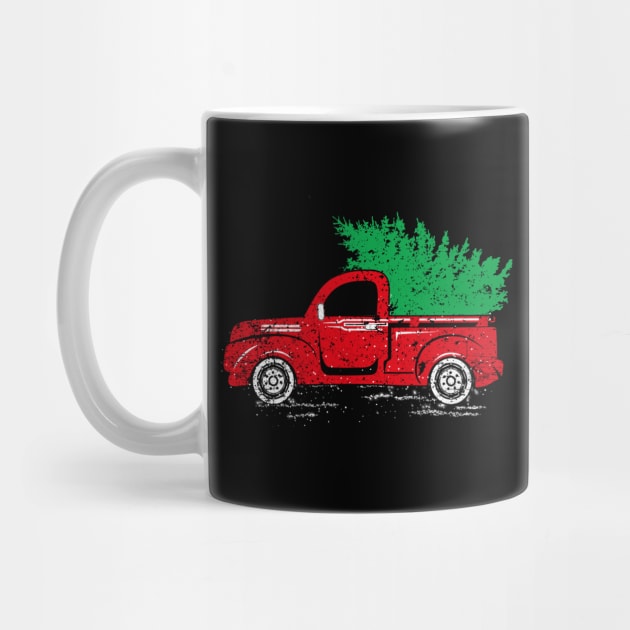 Merry Christmas Retro Vintage Red Truck by Soema